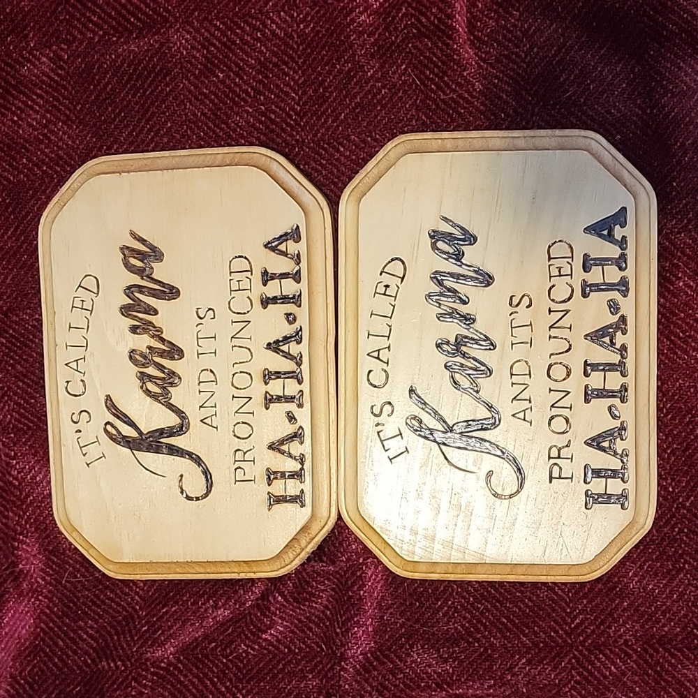 Karma pyrography plaques